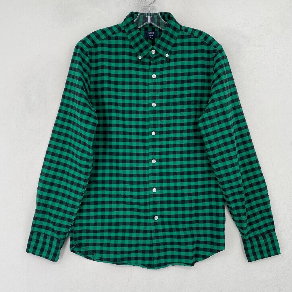 J Crew Factory Slim Plaid Oxford Shirt M Medium Navy Green C4283